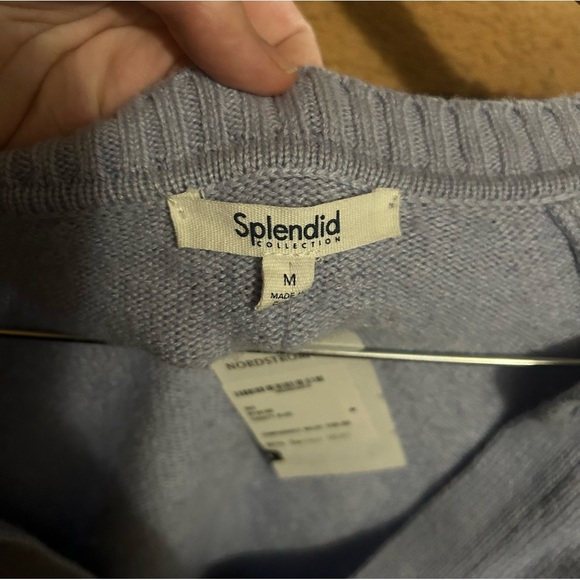 NWT Splendid Hedda Slash Neck Long Sleeve V Neck Sweater Frosty Blue Size M - Picture 4 of 7